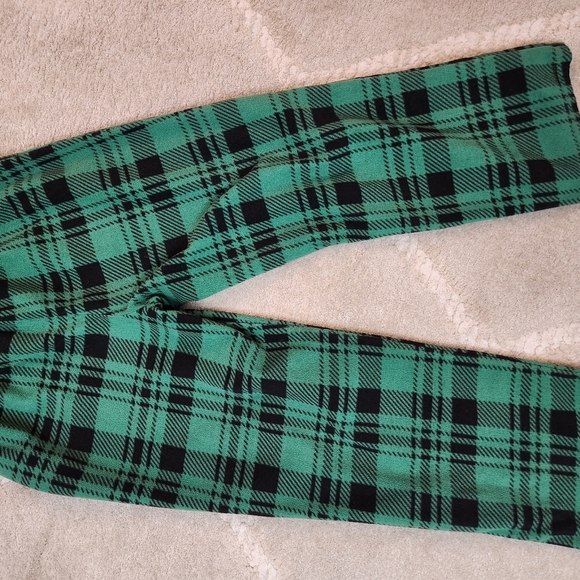 Green and Black Plaid Kids Pajama Pants Size 8 Holiday Time Polyester Fleece - Picture 3 of 4